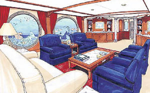 Один из вариантов дизайна салона субмарины, предложенные миллиардеру