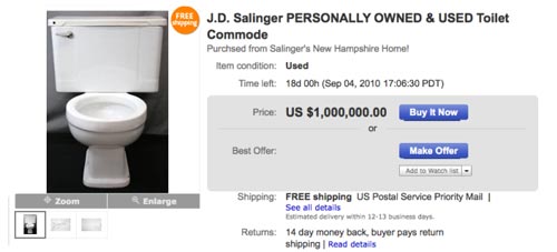 Скриншот страницы аукциона eBay с необычным лотом