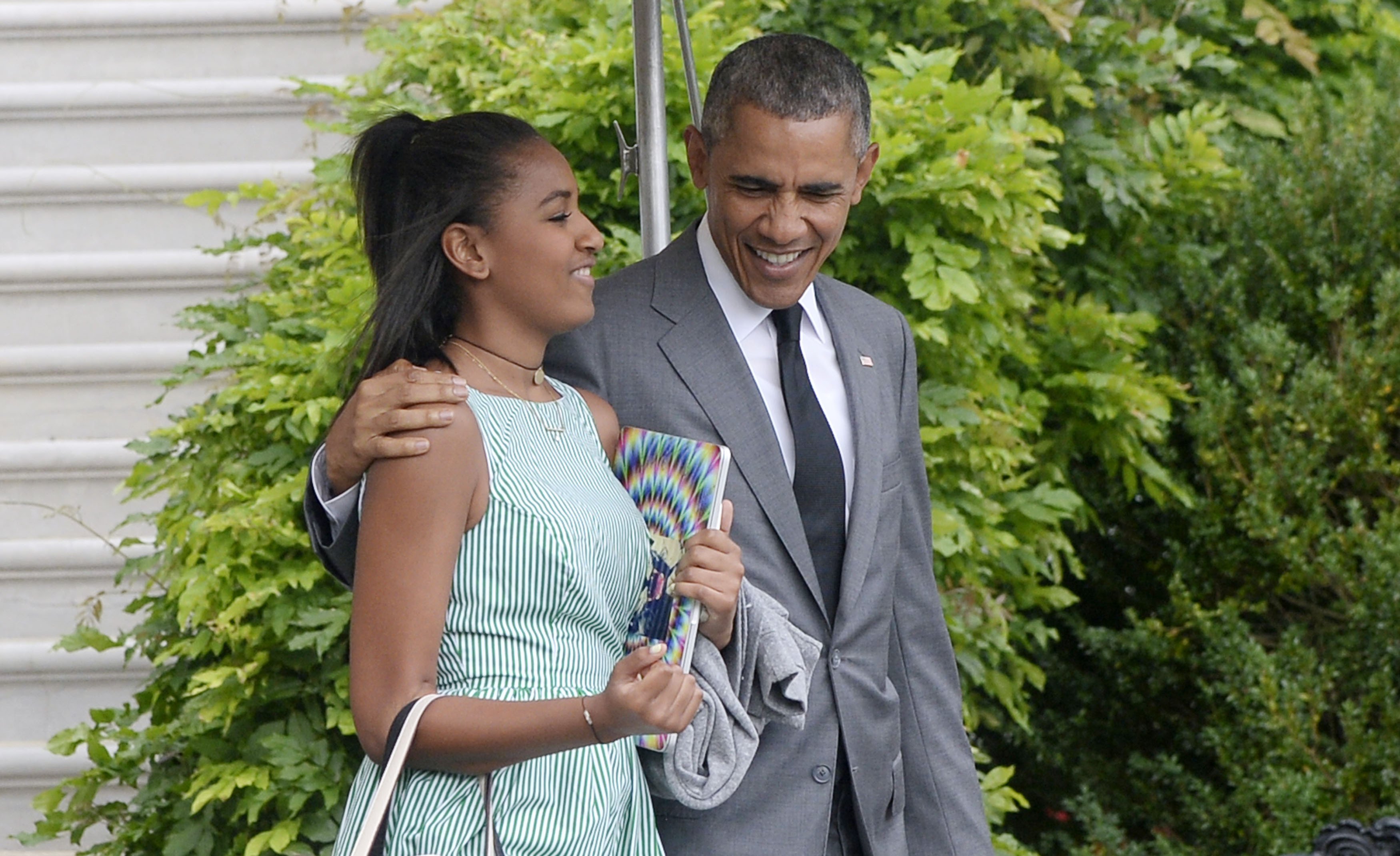 Барак Обама с дочкой Сашей