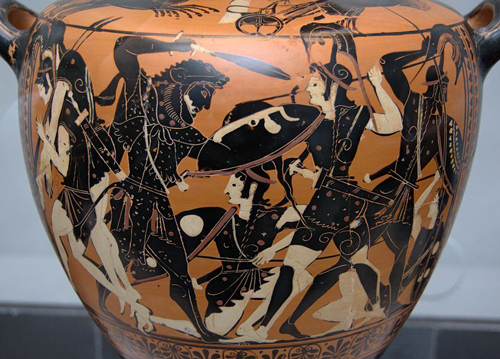 Битва Геракла с амазонками, изображение на амфоре. wikimedia