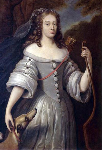 Клод Лефебр. Портрет Луизы-Франсуазы де Лабом Леблан, герцогини де Лавальер, в образе Дианы