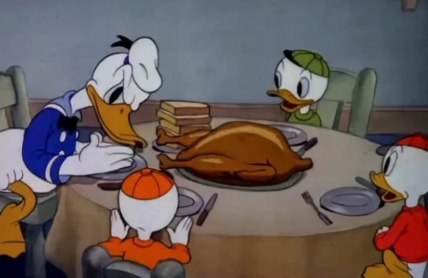 Дональд со своими племянниками собрался пообедать. Вы только посмотрите на то, что они хотят съесть!