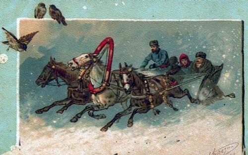 Рождественская открытка, художник Николай Каразин, конец XIX века. wikimedia