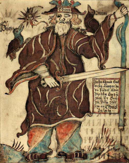 Бог Один. Рисунок из рукописи XVIII века. wikimedia