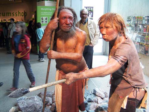 Фото (реконструкция мужчина и женщины, Неандертальский музей, Меттман, Германия). Источник: wikipedia 