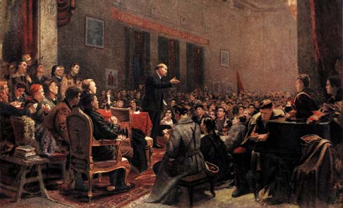 Выступление В.И. Ленина на III съезде комсомола. Картина группы художников под руководством Бориса Иогансона