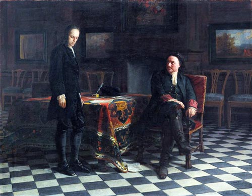 Петр Первый допрашивает царевича Алексея, Николай Ге, 1871 г. Источник: wikimedia.org