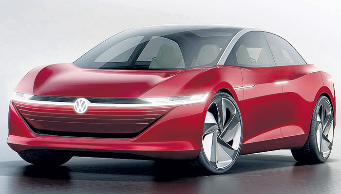 Volkswagen I. D. Vizzion. Запас хода — 665 километров. Мощность двигателя — 306 л. с. С 0 до 100 км/ч разгоняется за 6,3 с. Управление — голосом и жестами. Самая экономичная из новинок. В продажу поступит в 2022 году