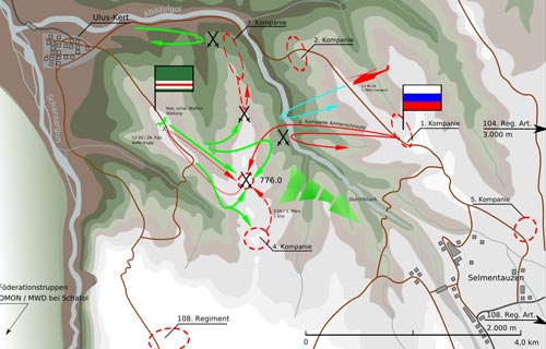 Оперативная обстановка накануне столкновения на высоте 776. Источник: wikipedia.org