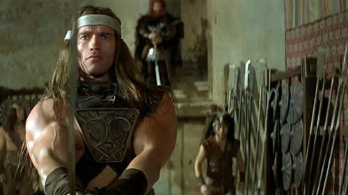 Кадр из фильма «Конан-варвар». Шварценеггер в роли Конана