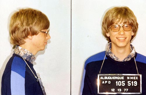 Билл Гейтс, фото сделанное полицией после ДТП в 1977 году. Фото: wikimedia.org