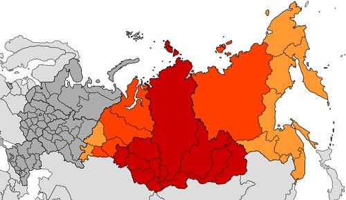 Выделенные цветом территории – Сибирь глазами Запада. Фото: ru.m.wikipedia.org