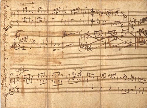 Первые сочинения шестилетнего Вольфганга Моцарта, записанные рукой его отца Леопольда 