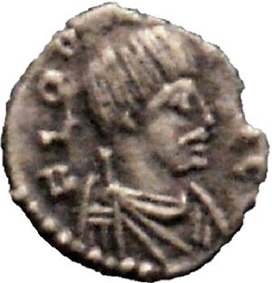 Профиль Одоакра на монете. 477 год