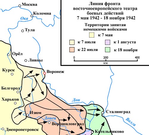 Диспозиция сил на фронте в районе Воронежа. wikipedia