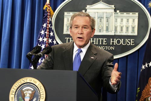 Пресс-конференция Джорджа Буша-младшего в Белом доме. 2006 год. globallookpress.com