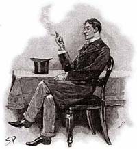 Конандойловский Шерлок Холмс курил не только трубки (их в его коллекции было несколько), но и сигары. Рисунок из книги 1893 года, художник Сидней Пэджет
