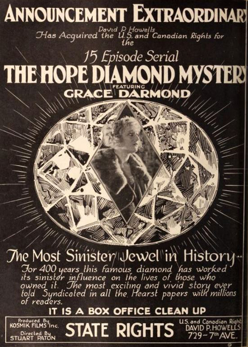 Афиша сериала «Тайна алмаза Хоупа», 1921 год. wikimedia