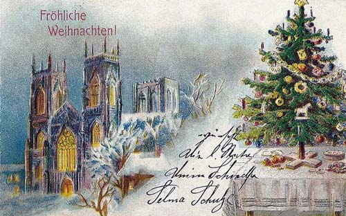 Рождественская открытка с видом Гамбурга, Германия, 1905 год. wikimedia
