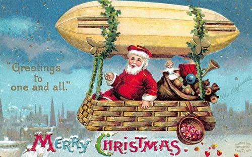 Рождественская открытка «Цеппелин», Великобритания, 1909 год. wikimedia