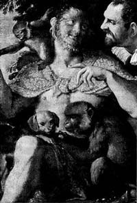 Деталь картины Агостино Караччи "Волосатый Арриго, безумный Петр и карлик Амон", 1599 г. profilib.net