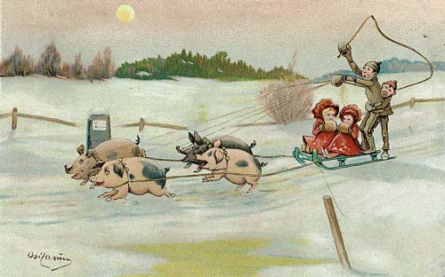 Рождественская открытка, Норвегия, 1890-е.  wikimedia