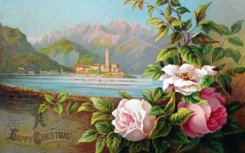 Рождественская открытка с видом Лаго Маджоре, Италия, 1880-е. wikimedia