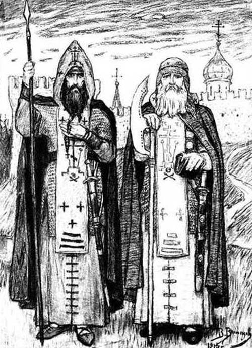 «Пересвет и Ослябя», Виктор Васнецов, эскиз картины. wikimedia