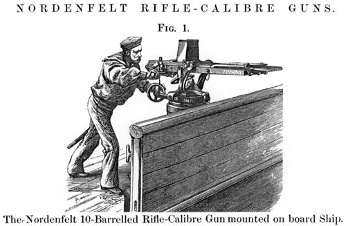 Оставшийся невостребованным на фоне новейшего «Maxim» пулемет разработки Норденфельдта. Источник: wikimedia.org
