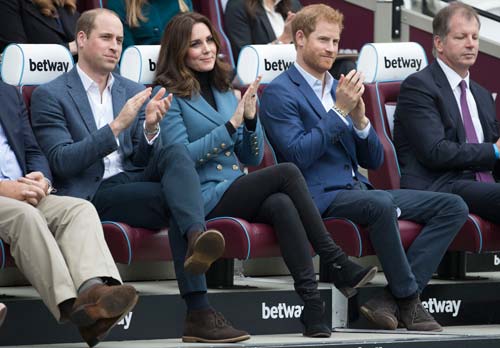 Герцог и герцогиня Кембриджские и принц Гарри на благотворительной церемонии Coach Core, 2018 год. Globallookpress.com