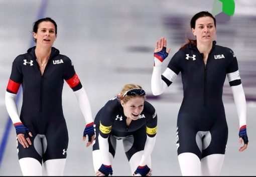 Главными антигероями американской сборной стали дизайнеры, создававшие форму для конькобежцев. Вместо того, чтобы обсуждать выступления американцев, в сети острили над странной вставкой в области паха. Пользователи сошлись во мнении, что спереди она выглядит так, будто американцы от страха испачкали штаны, а сзади напоминает мишень на пятой точке.