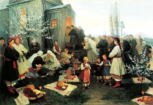 Н. К. Пимоненко. Пасхальная заутреня в Малороссии. 1891 год