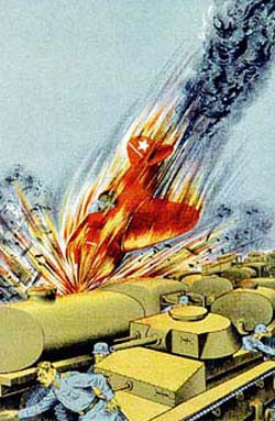 Плакат советских времен с изображением знаменитого «огненного тарана» Гастелло. Источник: wikimedia.org