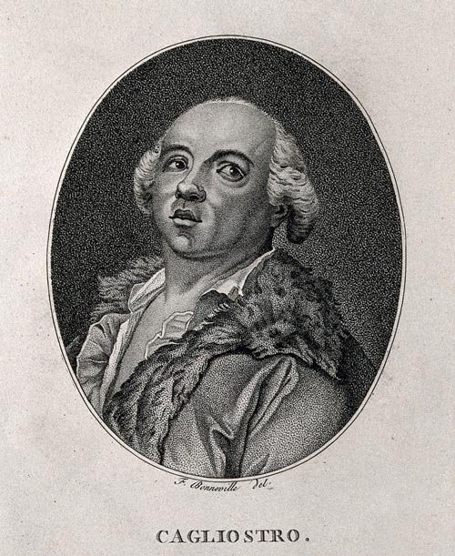 Старинная гравюра, изображающая графа Калиостро