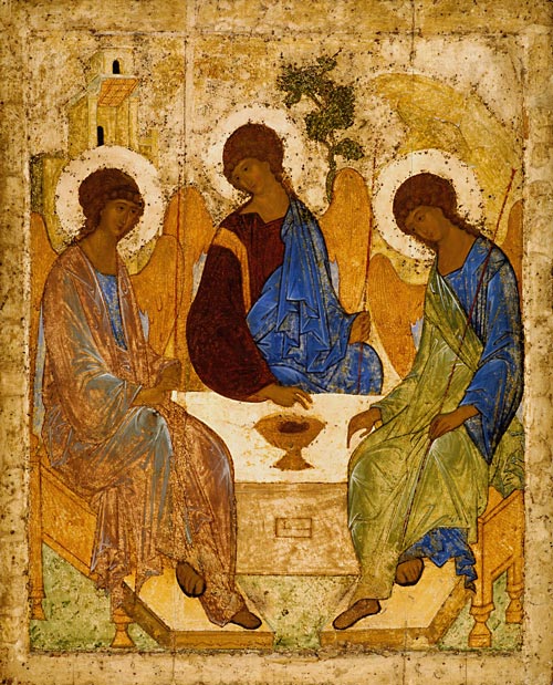 Знаменитая икона «Троица» Андрея Рублева 