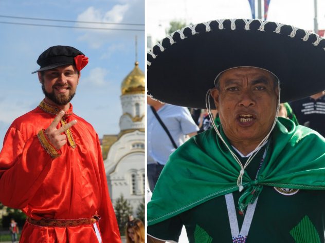 Футбольные болельщики на улицах Москвы