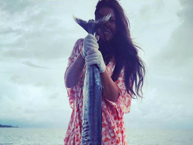 Ирина Дубцова на рыбалке