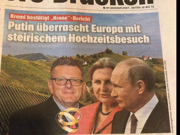 Российский президент станет почетным гостем на вечеринке в честь замужества главы МИД Австрии Карин Кнайсль