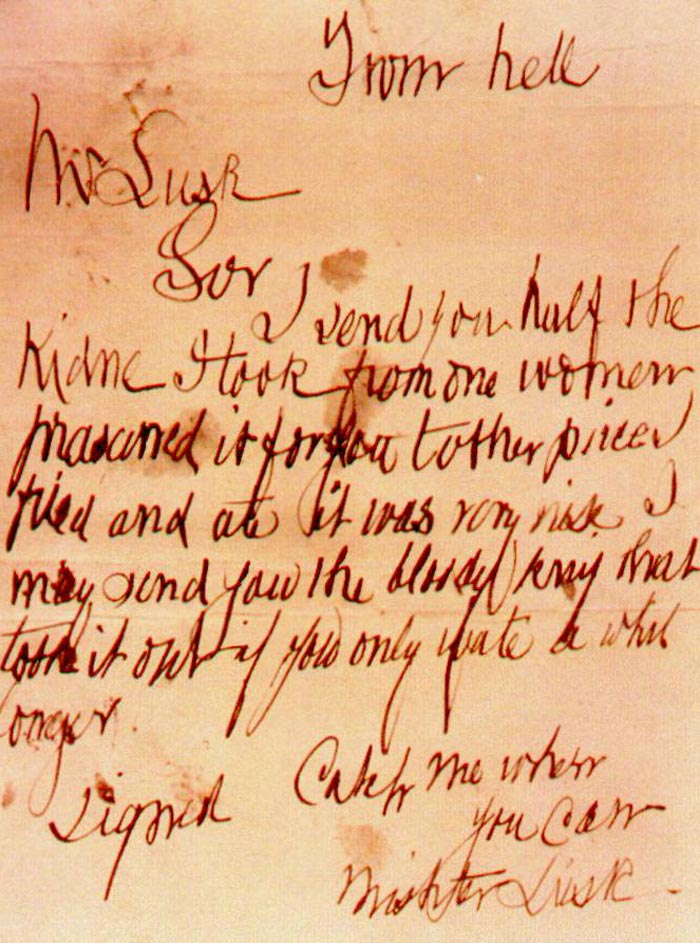 Фотокопия утерянного «письма из Ада», сохранившаяся в архивах лондонской полиции. Источник: wikimedia
