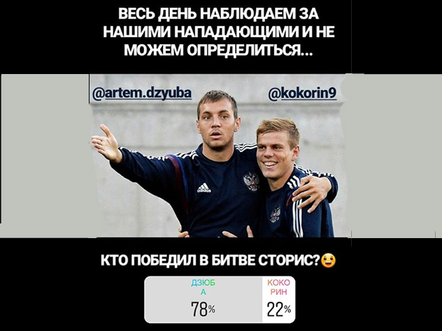 Дзюба и Кокорин устроили дуэль на фототжабах