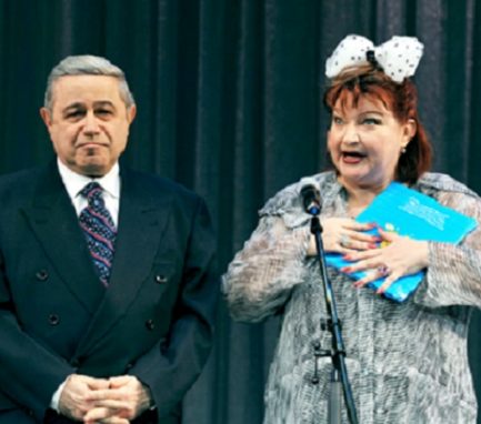 Евгений Петросян И Елена Степаненко на съемках программы «Кривое зеркало» , 2009 год 