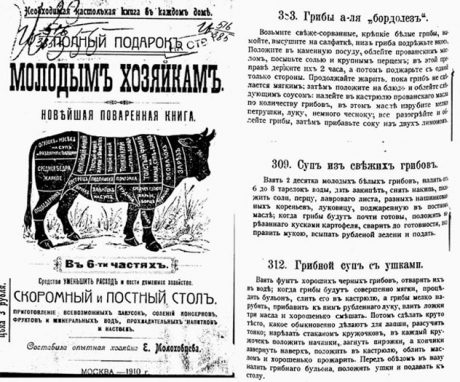 4.Грибы а-ля «бордолез». - Полный подарок молодым хозяйкам. Новейшая поваренная книга. М., 1910 год издания