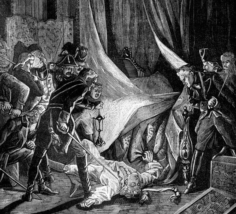 Убийство Павла в Михайловском замке, гравюра, 1882-1884 год