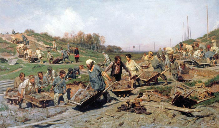 Савицкий К. А. «Ремонтные работы на железной дороге», 1874 год. Источник wikimedia.org