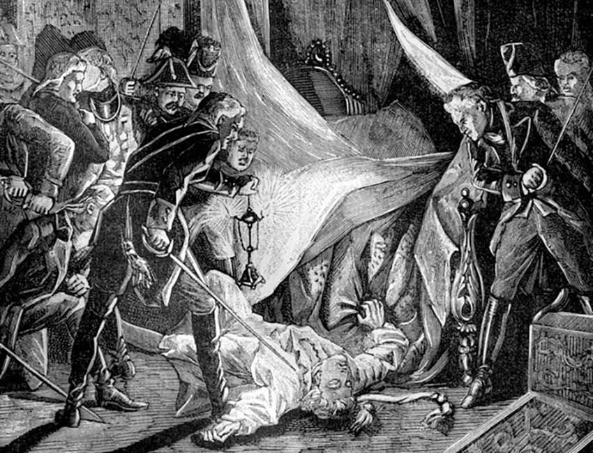 Убийство Павла I. Гравюра Утвайта по рисунку Филиппото. 