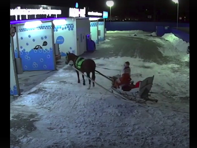 Дед Мороз в Ростове-на-Дону помыл сани на автомойке