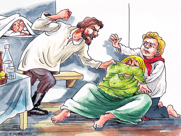 Отец Павлика Трофим, напиваясь, избивал жену и детей