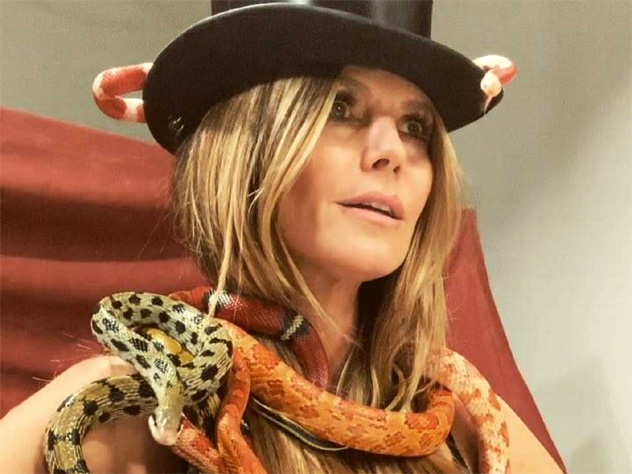 Клум призналась в Instagram, что день со змеями ей понравился: «Я люблю этих парней»
