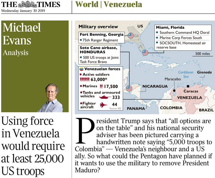 «Военные аналитики «Таймс» уже подсчитали, что для военной операции в Венесуэле потребуется как минимум 25 тыс. военных США. Красота! А давайте подсчитаем, сколько российских военных потребуется для военной операции на Украине», - предлагает известный политолог Владимир Корнилов