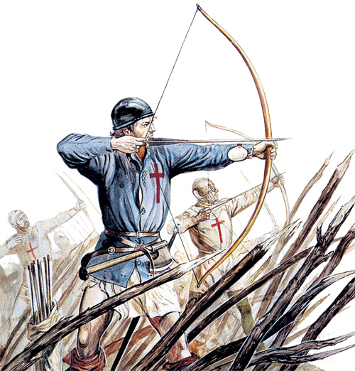 В решающих битвах Столетней войны английские лучники сыграли ключевую роль
